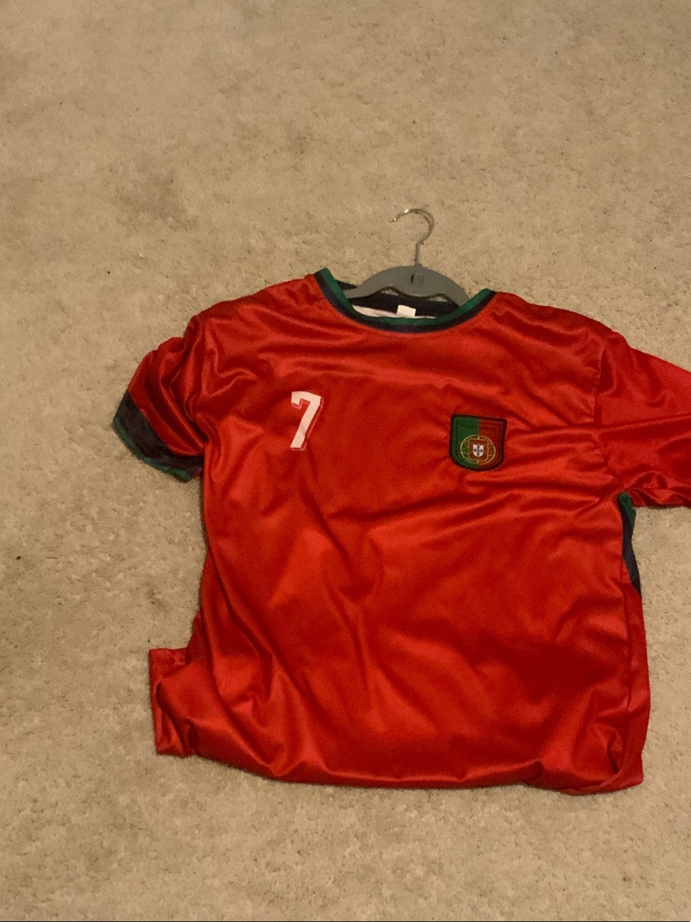 Kids Red Soccer Jersey with Crest and Number 7